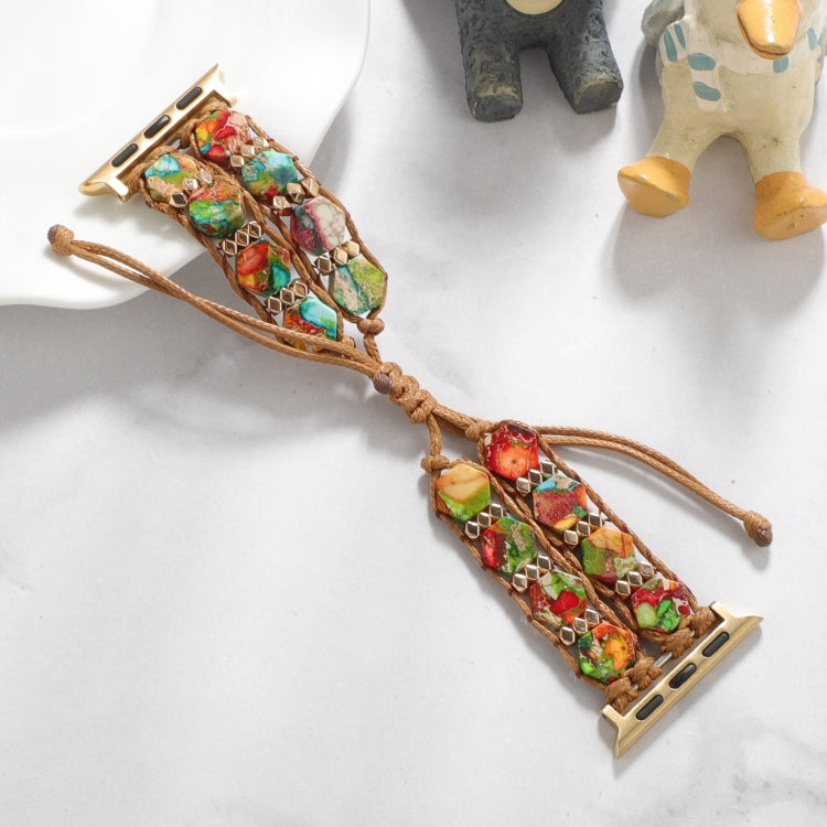 For Apple Watch SE 44mm Hexagonal Stones Drawstring Chain Watch Band(Colorful) - free shipping - PMC TechLife - Order now!