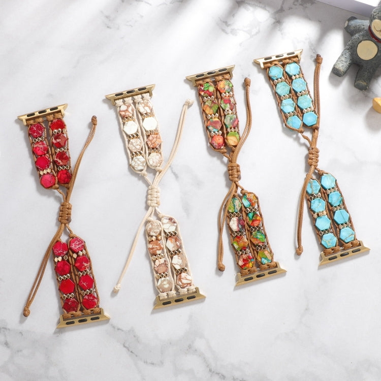 For Apple Watch SE 44mm Hexagonal Stones Drawstring Chain Watch Band(Colorful) - free shipping - PMC TechLife - Order now!