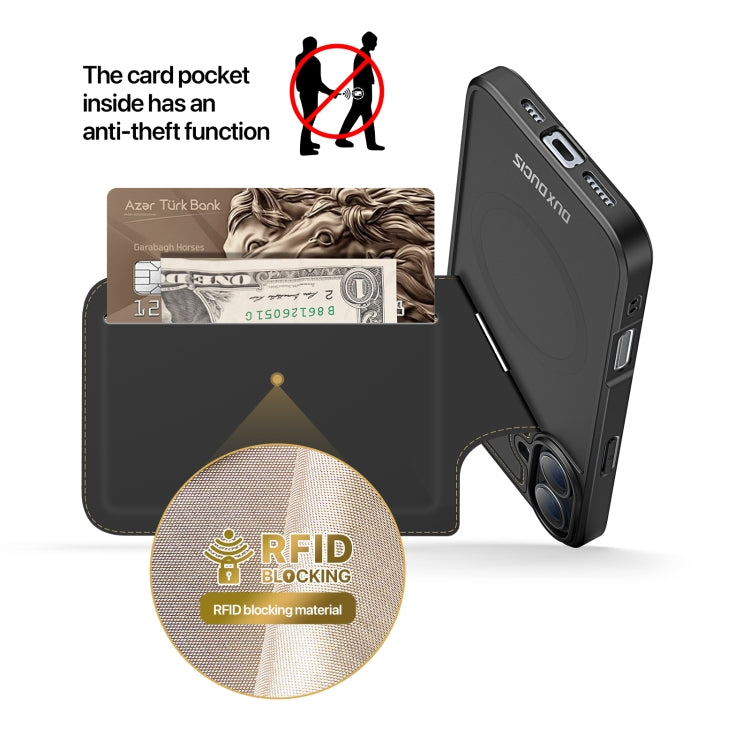 For iPhone 16 DUX DUCIS Rafi II Series MagSafe Magnetic Holder RFID Phone Case(Black) - free shipping - PMC Jewellery - Order now!