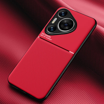 For Huawei Pura 70 Pro Classic Tilt Strip Grain Magnetic PC Hybrid TPU Phone Case(Red) - Huawei Cases by PMC Jewellery | Online Shopping South Africa | PMC Jewellery | Buy Now Pay Later Mobicred