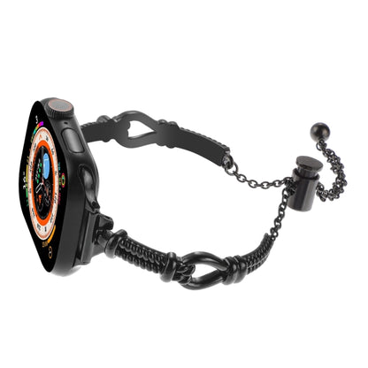 For Apple Watch Series 7 45mm Twist Metal Bracelet Chain Watch Band(Black) - Watch Bands by PMC Jewellery | Online Shopping South Africa | PMC Jewellery