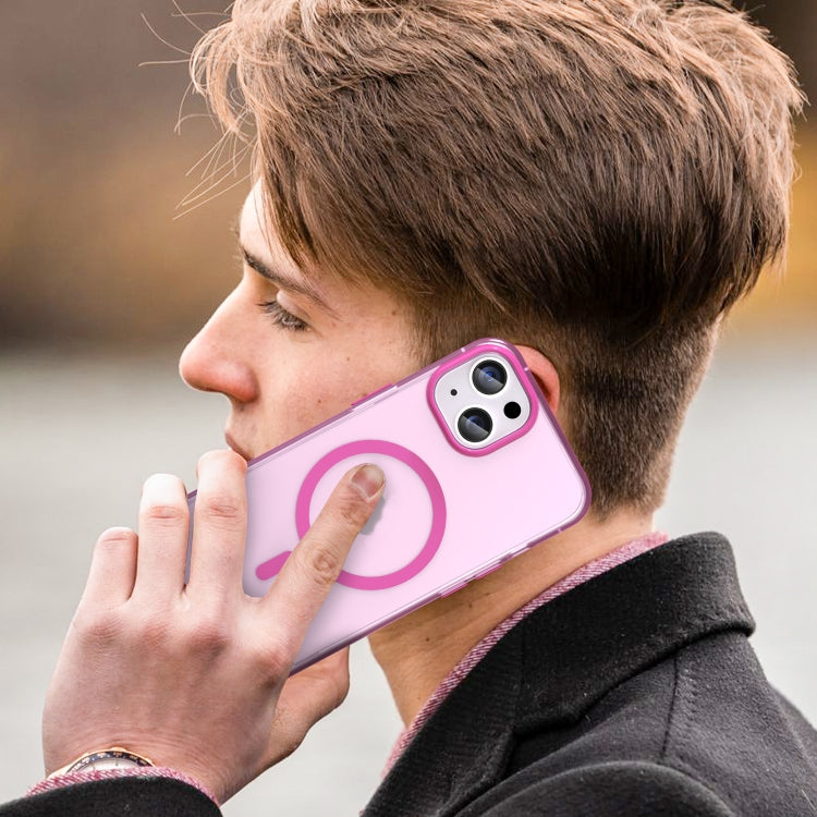 For iPhone 14 MagSafe Frosted Translucent TPU + PC Full Coverage Phone Case(Pink) - iPhone 14 Cases by PMC TechLife | Online Shopping South Africa | PMC TechLife