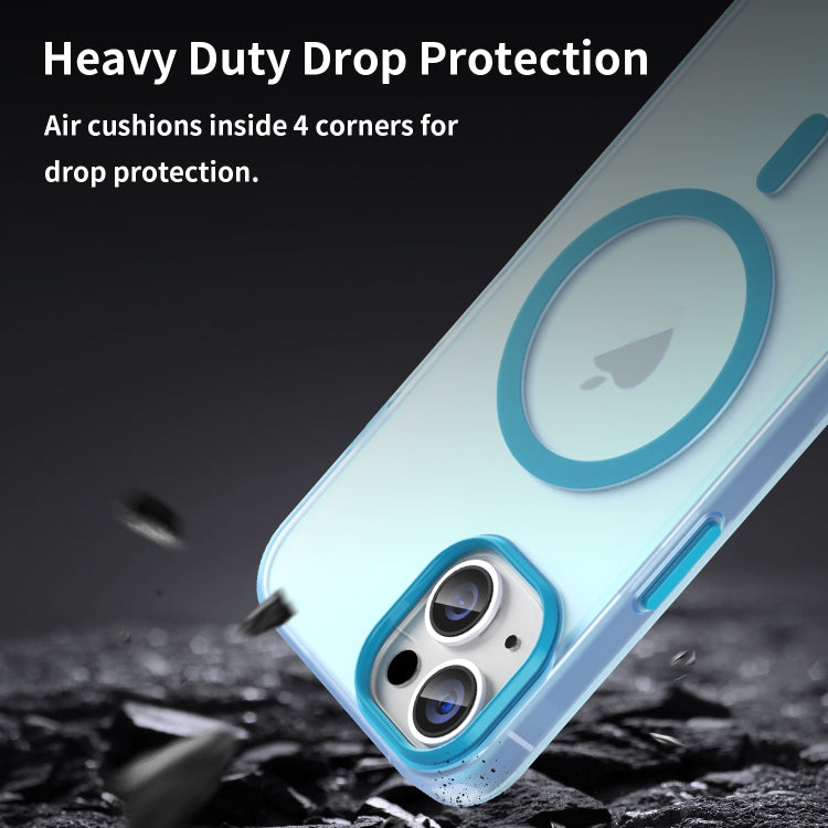 For iPhone 14 Plus MagSafe Frosted Translucent TPU + PC Full Coverage Phone Case(Blue) - iPhone 14 Plus Cases by PMC TechLife | Online Shopping South Africa | PMC TechLife