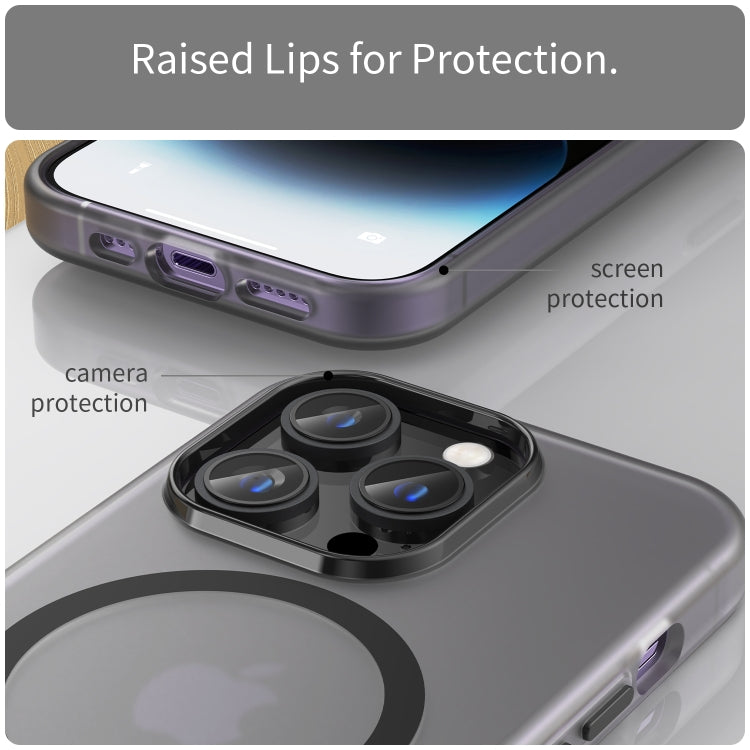 For iPhone 15 Pro MagSafe Frosted Translucent TPU + PC Full Coverage Phone Case(Black) - iPhone 15 Pro Cases by PMC TechLife | Online Shopping South Africa | PMC TechLife