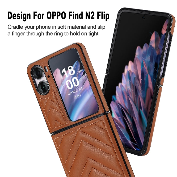 For OPPO Find N2 Flip V-shaped Folding Phone Case(Brown) - Find N2 Flip Cases by PMC Jewellery | Online Shopping South Africa | PMC Jewellery | Buy Now Pay Later Mobicred