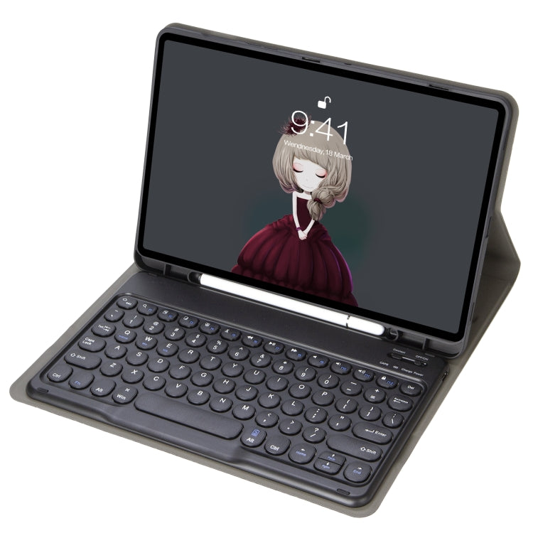 For Samsung Galaxy Tab S10 FE / S9 FE / S9 Candy Color TPU Round Keycap Bluetooth Keyboard Leather Case with Pen Slot(Black) - free shipping - PMC TechLife - Order now!