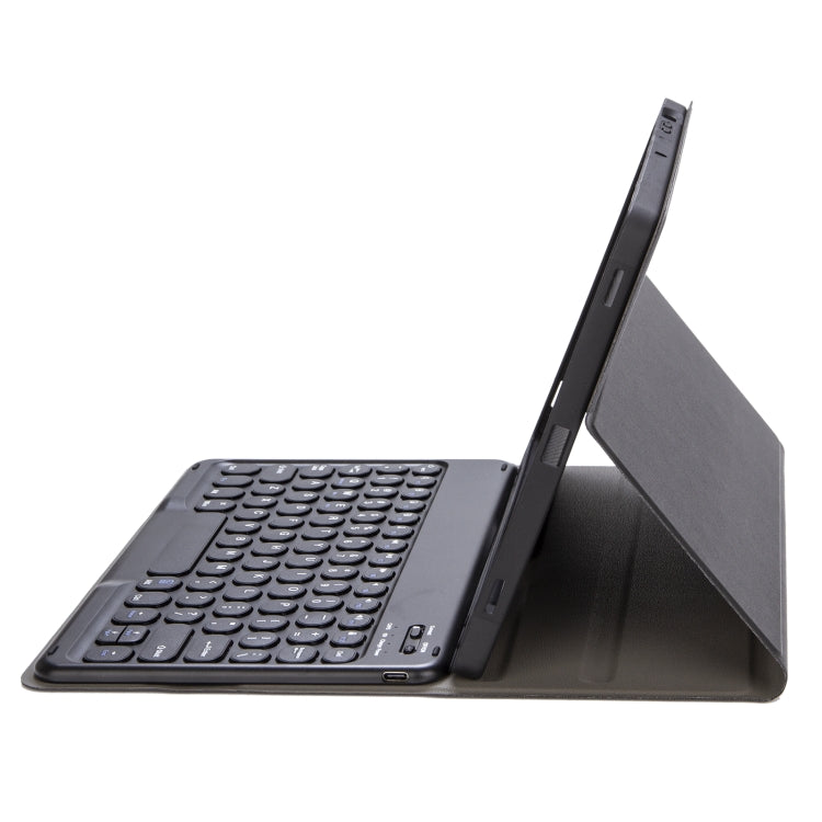 For Samsung Galaxy Tab S10 FE / S9 FE / S9 Candy Color TPU Round Keycap Bluetooth Keyboard Leather Case with Pen Slot(Black) - free shipping - PMC TechLife - Order now!