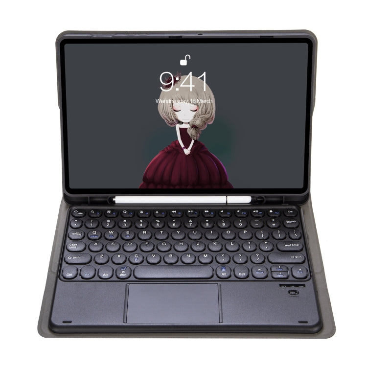 For Samsung Galaxy Tab S9 FE Candy Color TPU Round Keycap Touch Bluetooth Keyboard Leather Case(Black) - Samsung Keyboard by PMC TechLife | Online Shopping South Africa | PMC TechLife