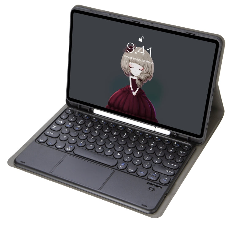 For Samsung Galaxy Tab S9 FE Candy Color TPU Round Keycap Touch Bluetooth Keyboard Leather Case(Black) - Samsung Keyboard by PMC TechLife | Online Shopping South Africa | PMC TechLife