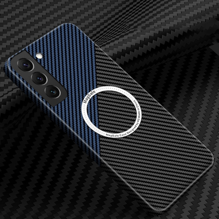 For Samsung Galaxy S25 5G Carbon Fiber Texture MagSafe Magnetic Phone Case(Black Blue) - Galaxy S25 5G Cases by PMC Jewellery | Online Shopping South Africa | PMC Jewellery | Buy Now Pay Later Mobicred