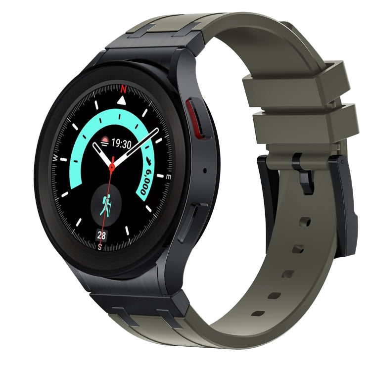 For Samsung Galaxy watch 4 / 5 / 6 AP Series Liquid Silicone Watch Band(Black Green) - Watch Bands by PMC Jewellery | Online Shopping South Africa | PMC Jewellery