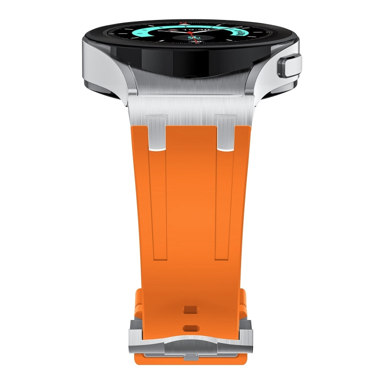 For Samsung Galaxy watch 4 / 5 / 6 AP Series Liquid Silicone Watch Band(Silver Orange) - Watch Bands by PMC Jewellery | Online Shopping South Africa | PMC Jewellery