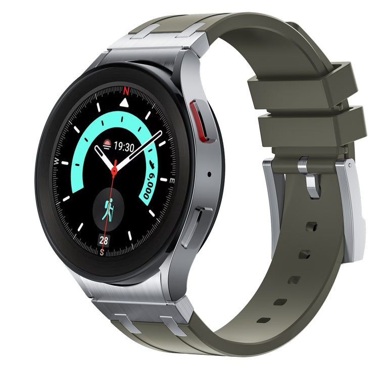 For Samsung Galaxy watch 4 / 5 / 6 AP Series Liquid Silicone Watch Band(Silver Green) - Watch Bands by PMC Jewellery | Online Shopping South Africa | PMC Jewellery