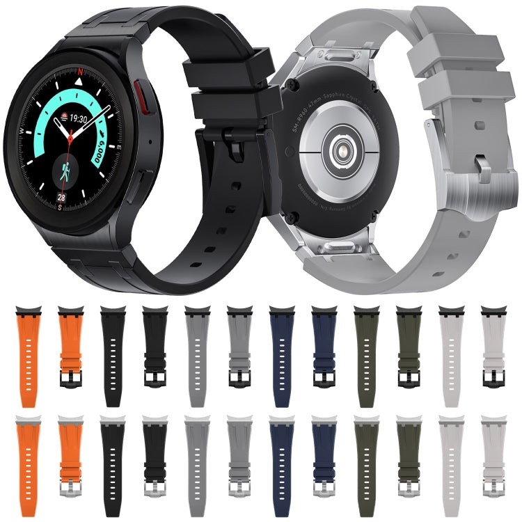 For Samsung Galaxy watch 4 / 5 / 6 AP Series Liquid Silicone Watch Band(Silver Black) - Watch Bands by PMC TechLife | Online Shopping South Africa | PMC TechLife