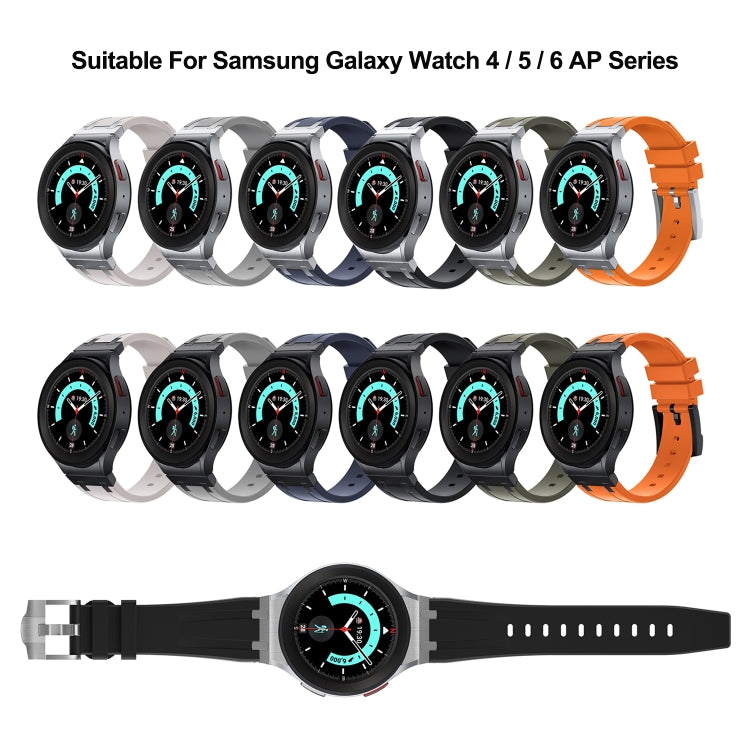 For Samsung Galaxy watch 4 / 5 / 6 AP Series Liquid Silicone Watch Band(Black Blue) - Watch Bands by PMC Jewellery | Online Shopping South Africa | PMC Jewellery