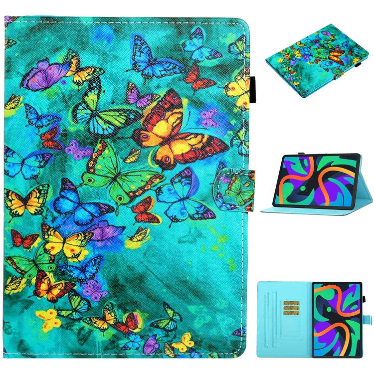 For Lenovo Tab M11/ Xiaoxin Pad 11 2024 Coloured Drawing Stitching Smart Leather Tablet Case(Green Butterfly) - Lenovo by PMC Jewellery | Online Shopping South Africa | PMC Jewellery | Buy Now Pay Later Mobicred