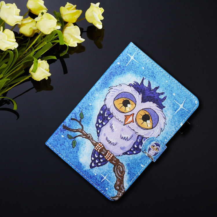 For Lenovo Tab M11/ Xiaoxin Pad 11 2024 Coloured Drawing Stitching Smart Leather Tablet Case(Blue Owl) - Lenovo by PMC Jewellery | Online Shopping South Africa | PMC Jewellery | Buy Now Pay Later Mobicred