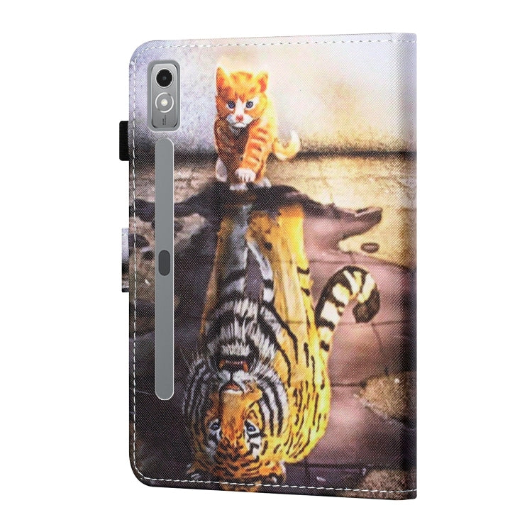 For Lenovo Tab P12 2023 / TB370FU Coloured Drawing Stitching Smart Leather Tablet Case(Cat and Tiger) - Lenovo by PMC TechLife | Online Shopping South Africa | PMC TechLife | Buy Now Pay Later Mobicred