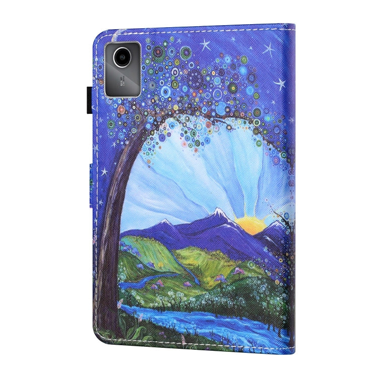 For Lenovo Tab M11/ Xiaoxin Pad 11 2024 Coloured Drawing Stitching Smart Leather Tablet Case(Sunrise and Tree) - Lenovo by PMC Jewellery | Online Shopping South Africa | PMC Jewellery | Buy Now Pay Later Mobicred