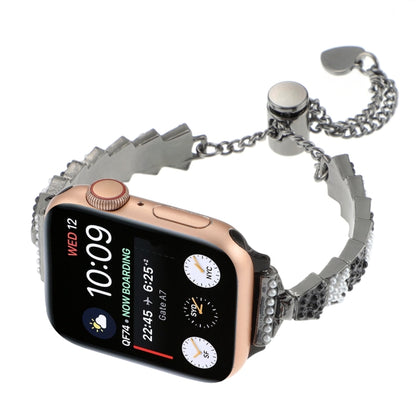 For Apple Watch Series 8 41mm Shell Beads Chain Bracelet Metal Watch Band(Black White) - Watch Bands by PMC Jewellery | Online Shopping South Africa | PMC Jewellery