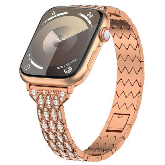 For Apple Watch SE 2022 40mm Devil Eye Diamond Bracelet Metal Watch Band(Rose Gold) - Watch Bands by PMC Jewellery | Online Shopping South Africa | PMC Jewellery