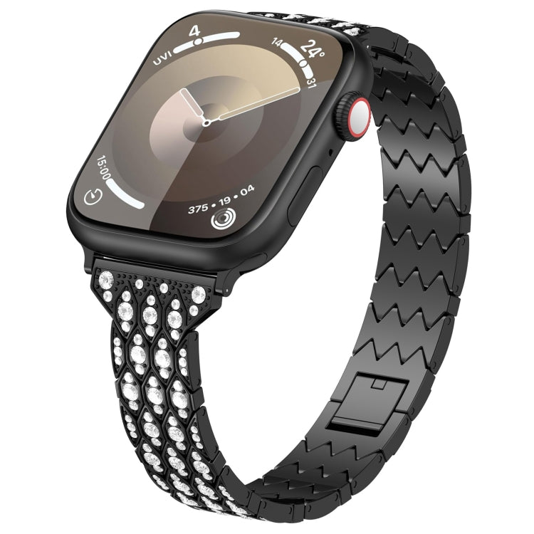 For Apple Watch SE 44mm Devil Eye Diamond Bracelet Metal Watch Band(Black) - Watch Bands by PMC TechLife | Online Shopping South Africa | PMC TechLife