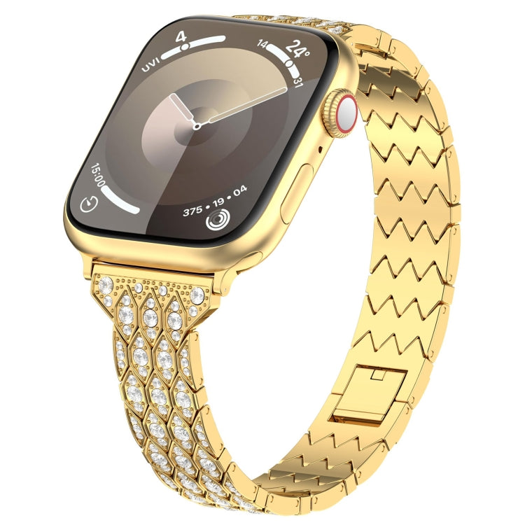 For Apple Watch SE 44mm Devil Eye Diamond Bracelet Metal Watch Band(Gold) - Watch Bands by PMC TechLife | Online Shopping South Africa | PMC TechLife