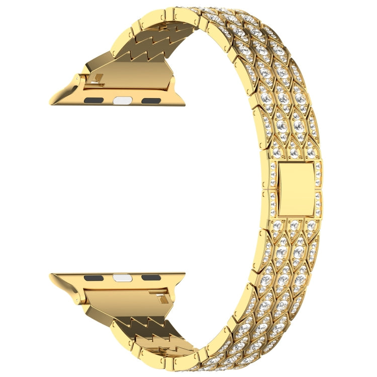For Apple Watch 42mm Devil Eye Diamond Bracelet Metal Watch Band(Gold) - Watch Bands by PMC TechLife | Online Shopping South Africa | PMC TechLife