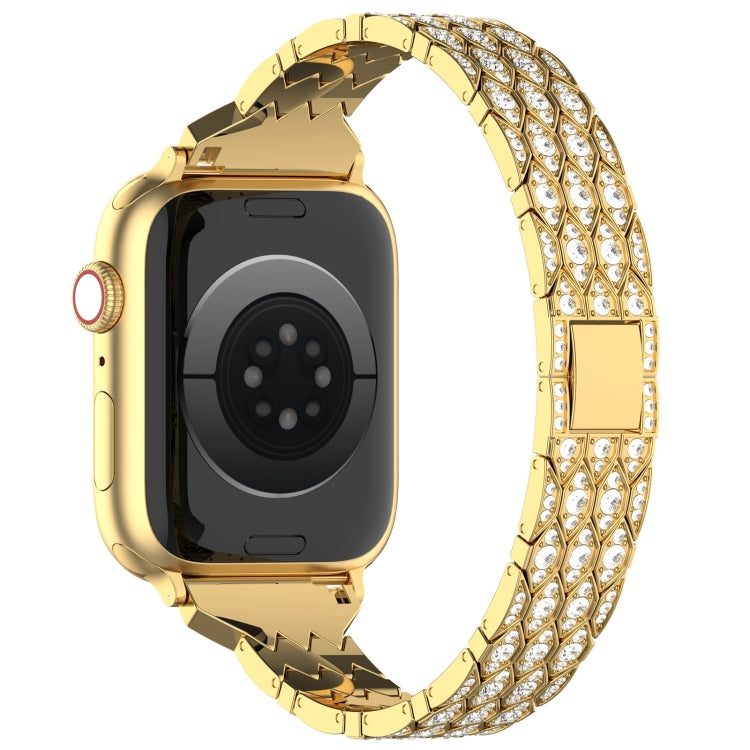 For Apple Watch 42mm Devil Eye Diamond Bracelet Metal Watch Band(Gold) - Watch Bands by PMC TechLife | Online Shopping South Africa | PMC TechLife