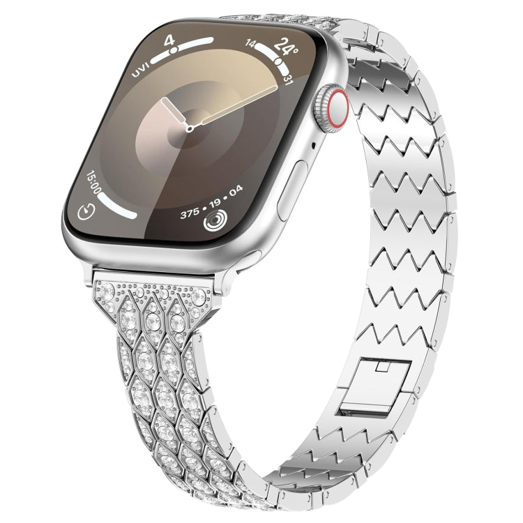 For Apple Watch 42mm Devil Eye Diamond Bracelet Metal Watch Band(Silver) - Watch Bands by PMC TechLife | Online Shopping South Africa | PMC TechLife