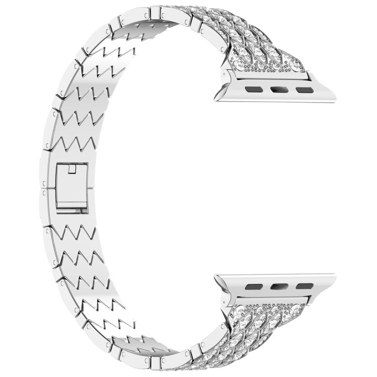 For Apple Watch 42mm Devil Eye Diamond Bracelet Metal Watch Band(Silver) - Watch Bands by PMC TechLife | Online Shopping South Africa | PMC TechLife