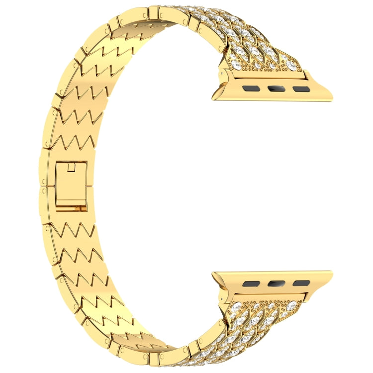 For Apple Watch 38mm Devil Eye Diamond Bracelet Metal Watch Band(Gold) - Watch Bands by PMC TechLife | Online Shopping South Africa | PMC TechLife