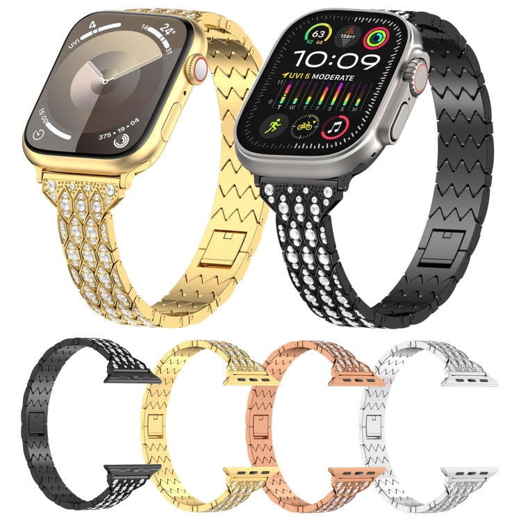 For Apple Watch Series 4 44mm Devil Eye Diamond Bracelet Metal Watch Band(Gold) - Watch Bands by PMC Jewellery | Online Shopping South Africa | PMC Jewellery