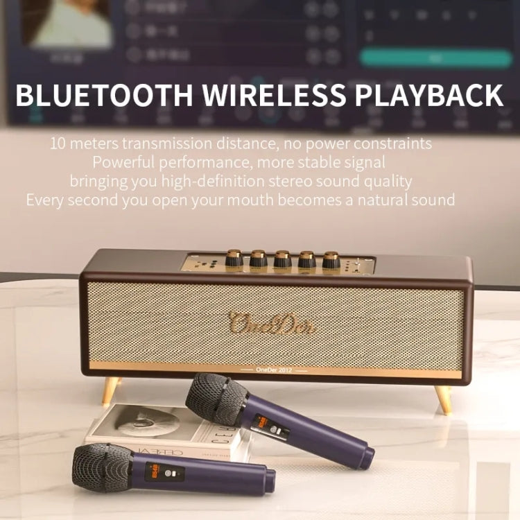 Oneder D8 Wireless Retro Dual Microphone Bluetooth Speaker(Brown) - free shipping - PMC Jewellery - Order now!