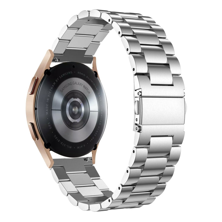 For Samsung Galaxy Watch6 / 6 Classic Flat Head Three-bead Stainless Steel Watch Band(Silver) - Watch Bands by PMC TechLife | Online Shopping South Africa | PMC TechLife