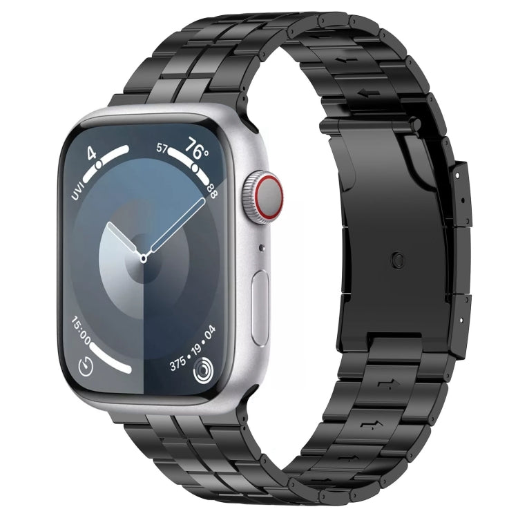 For Apple Watch 42mm Tortoise Buckle Titanium Steel Watch Band(Black) - Watch Bands by PMC Jewellery | Online Shopping South Africa | PMC Jewellery