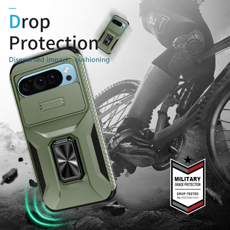 For Google Pixel 9 / Pixel 9 Pro Sliding Camshield Holder Phone Case(Alpine Green) - Google Cases by PMC TechLife | Online Shopping South Africa | PMC TechLife | Buy Now Pay Later Mobicred