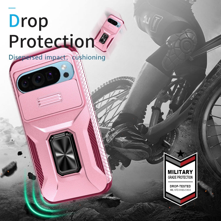 For Google Pixel 9 / Pixel 9 Pro Sliding Camshield Holder Phone Case(Pink + Rose Red) - Google Cases by PMC Jewellery | Online Shopping South Africa | PMC Jewellery | Buy Now Pay Later Mobicred