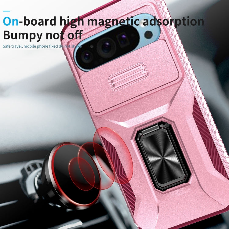 For Google Pixel 9 / Pixel 9 Pro Sliding Camshield Holder Phone Case(Pink + Rose Red) - Google Cases by PMC TechLife | Online Shopping South Africa | PMC TechLife | Buy Now Pay Later Mobicred