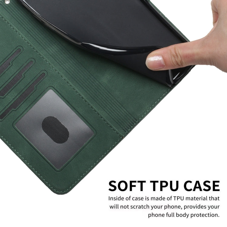For Google Pixel 9 Pro Cubic Skin Feel Flip Leather Phone Case(Green) - Google Cases by PMC TechLife | Online Shopping South Africa | PMC TechLife | Buy Now Pay Later Mobicred