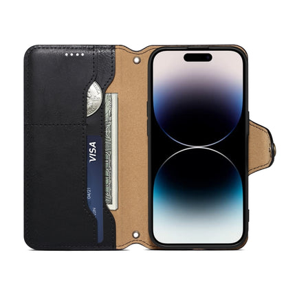 For iPhone 16 Pro Max Denior Cowhide Texture Wallet Style Leather Phone Case(Black) - iPhone 16 Pro Max Cases by Denior | Online Shopping South Africa | PMC Jewellery | Buy Now Pay Later Mobicred