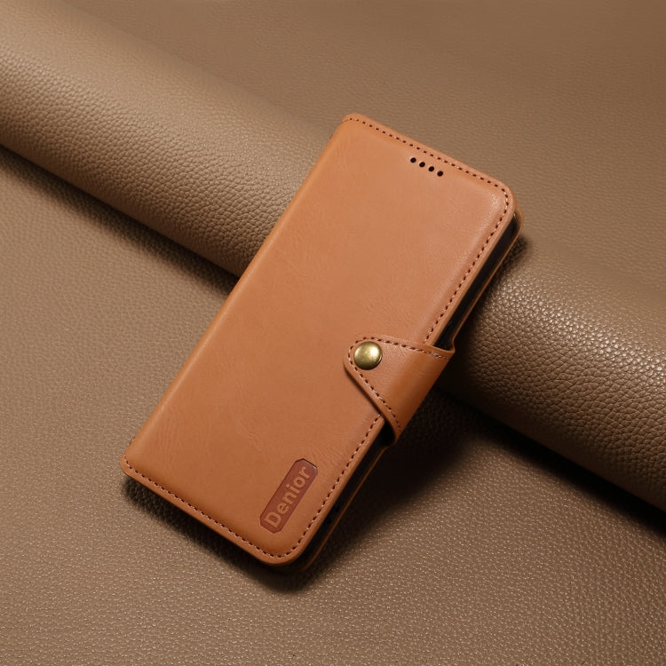 For iPhone 16 Pro Max Denior Cowhide Texture Wallet Style Leather Phone Case(Khaki) - free shipping - PMC Jewellery - Order now!