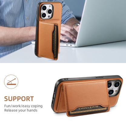 For iPhone 14 Pro Max Denior Cowhide Texture Leather MagSafe Detachable Wallet Phone Case(Khaki) - iPhone 14 Pro Max Cases by Denior | Online Shopping South Africa | PMC Jewellery | Buy Now Pay Later Mobicred