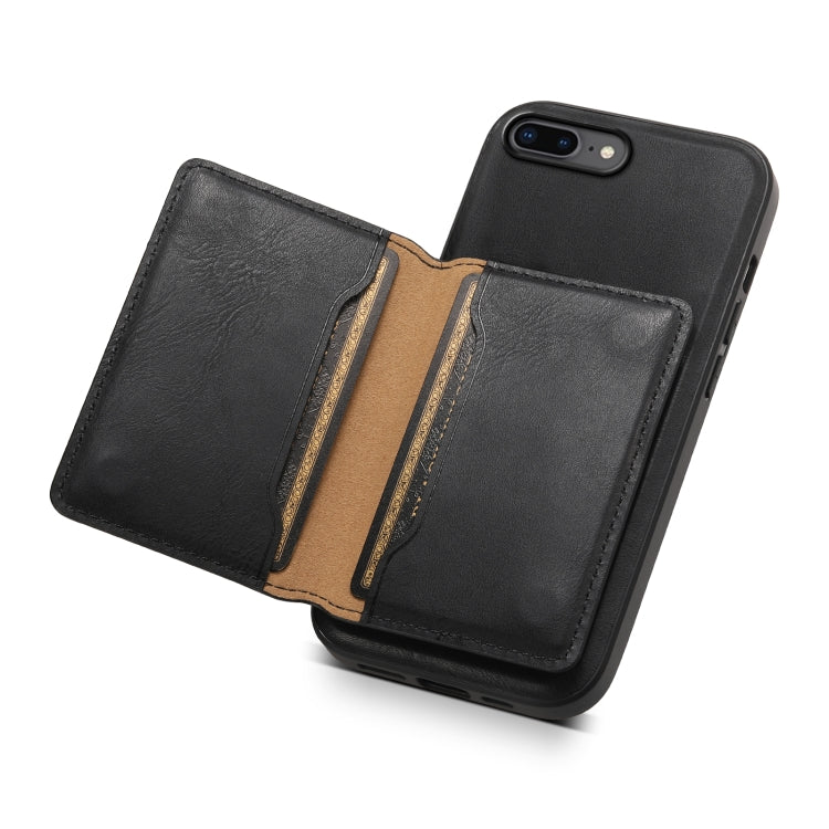 For iPhone 8 Plus/7 Plus Denior Cowhide Texture Leather MagSafe Detachable Wallet Phone Case(Black) - More iPhone Cases by Denior | Online Shopping South Africa | PMC Jewellery | Buy Now Pay Later Mobicred