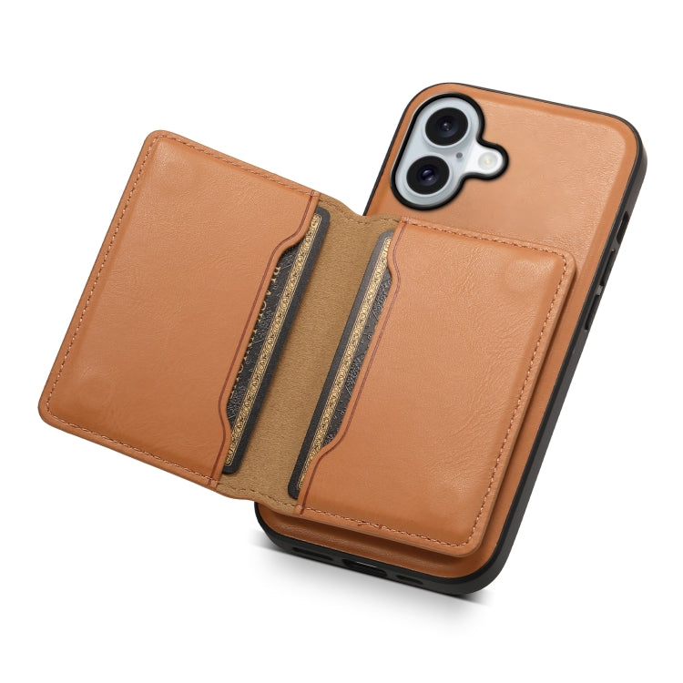For iPhone 16 Plus Denior Cowhide Texture Leather MagSafe Detachable Wallet Phone Case(Khaki) - free shipping - PMC TechLife - Order now!
