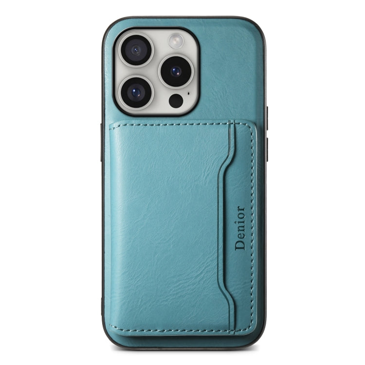 For iPhone 16 Pro Denior Cowhide Texture Leather MagSafe Detachable Wallet Phone Case(Blue) - iPhone 16 Pro Cases by Denior | Online Shopping South Africa | PMC Jewellery | Buy Now Pay Later Mobicred