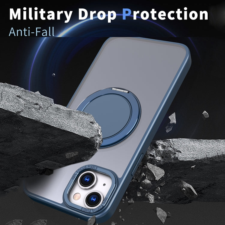 For iPhone 14 Plus 360-degree Rotating MagSafe Magnetic Holder Phone Case(Navy Blue) - iPhone 14 Plus Cases by PMC TechLife | Online Shopping South Africa | PMC TechLife
