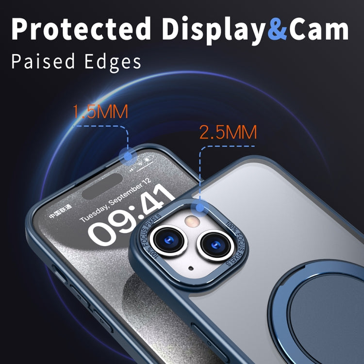 For iPhone 14 Plus 360-degree Rotating MagSafe Magnetic Holder Phone Case(Navy Blue) - iPhone 14 Plus Cases by PMC TechLife | Online Shopping South Africa | PMC TechLife