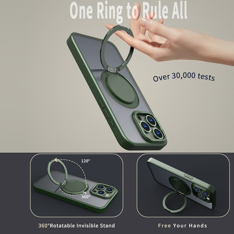 For iPhone 14 Pro 360-degree Rotating MagSafe Magnetic Holder Phone Case(Green) - iPhone 14 Pro Cases by PMC TechLife | Online Shopping South Africa | PMC TechLife