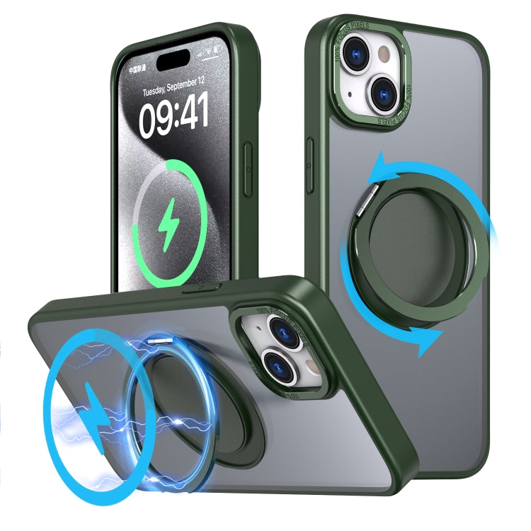 For iPhone 15 360-degree Rotating MagSafe Magnetic Holder Phone Case(Green) - iPhone 15 Cases by PMC TechLife | Online Shopping South Africa | PMC TechLife | Buy Now Pay Later Mobicred